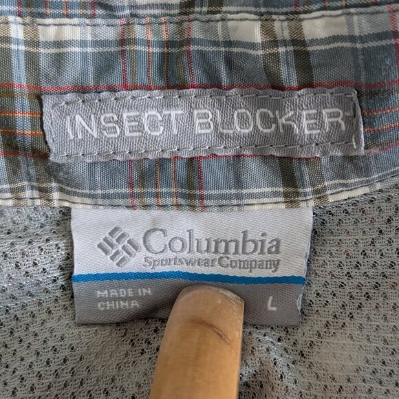 Columbia Plaid Button-up Shirt Men's Large Insect Blocker Roll-Tab Long Sleeve - Picture 3 of 16